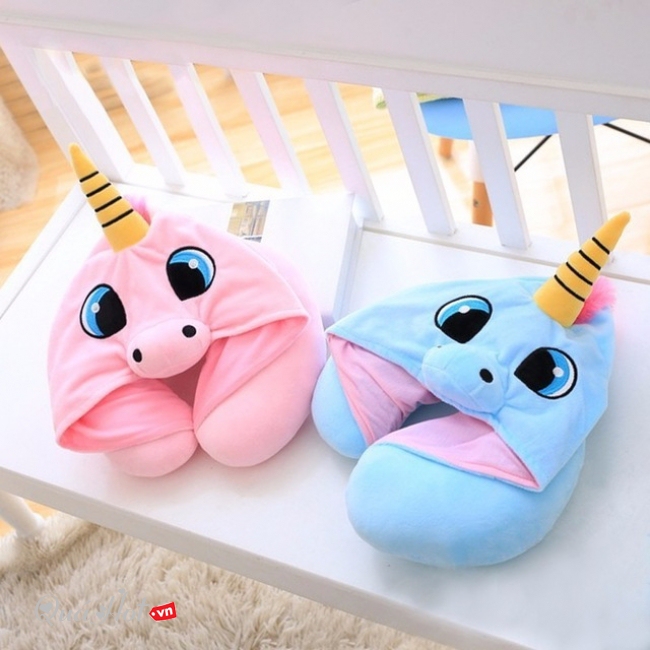 Gối Kê Cổ Chữ U Có Mũ Unicorn