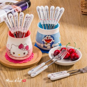 Bộ Nĩa, Ly Doremon Và Hello Kitty 8PCS