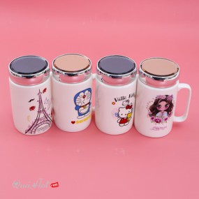 Cốc Sứ Giữ Nhiệt Nắp Gương, Nhiều Họa Tiết Độc Đáo