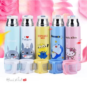Bình Giữ Nhiệt Hình Thú Kèm Ly Uống Nước 500ML Phong Cách Hàn