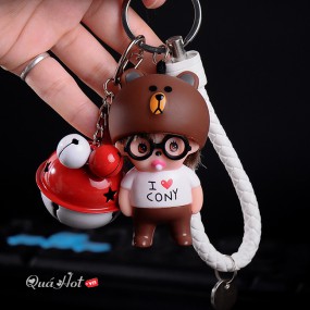 Móc Khóa Bé Gấu Cận Cony Đứng Cute Chuông Lớn
