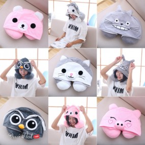 Gối Kê Cổ Chữ U Có Mũ Ngộ Nghĩnh