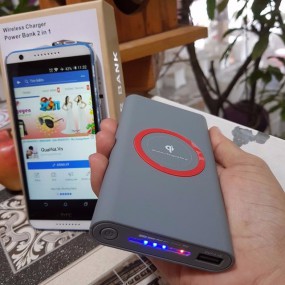 Pin Sạc Dự Phòng Kièm Sạc Không Dây Chính Hãng Qi 10000 mAh