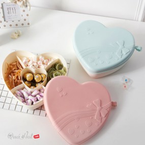 Hộp Mứt Hình Trái Tim Cột Nơ