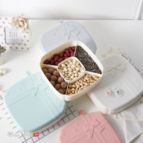 Hộp Mứt Hình Vuông Có Nơ 5 Ngăn