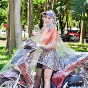 Áo Mưa Thời Trang Nhựa Vi Sinh Trong Suốt Đầu Có Kính