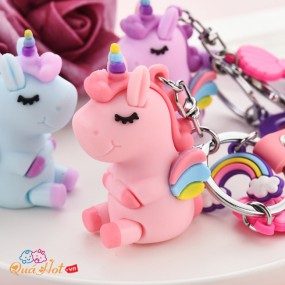 Móc Khóa Unicorn Cute Vỏ Sò Cầu Vòng