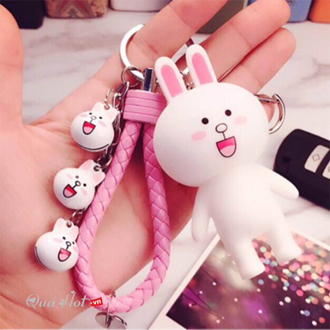 Móc Khóa Bé Thỏ Cười Cute 3 Chuông Nhỏ