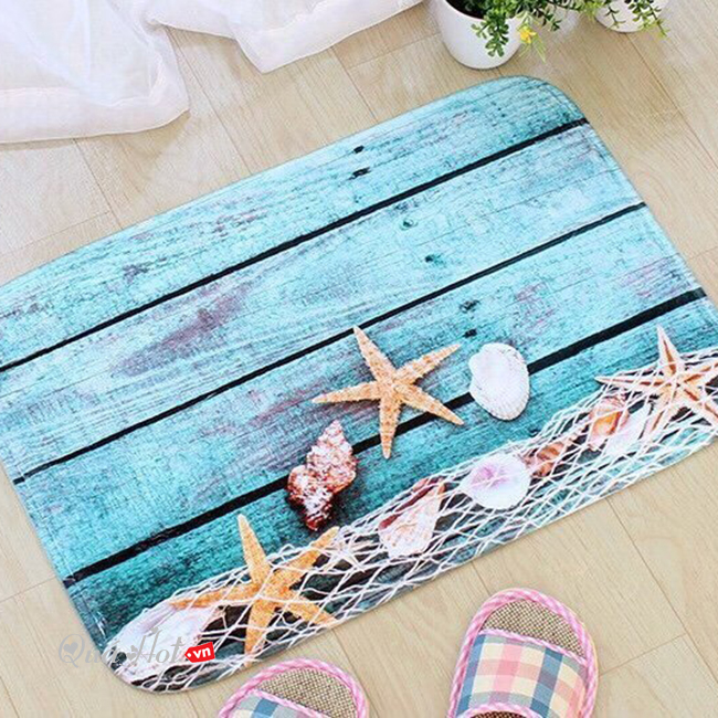 Thảm 3D Lót Sàn Chống Trượt Sao & Ốc Biển Dính Lưới