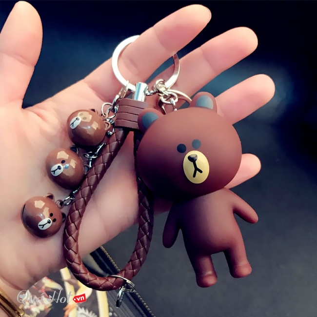 Móc Khóa Gấu Tony Đứng Cute 3 Chuông Nhỏ
