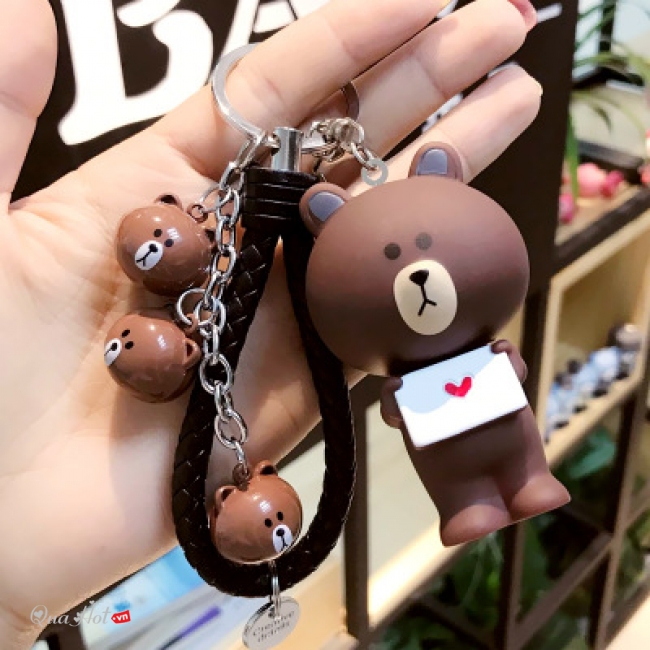 Móc Khóa Gấu Tony Đứng Cute 3 Chuông Nhỏ