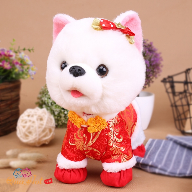 Mẫu Tai Ngắn Trắng - Áo Tết Đỏ