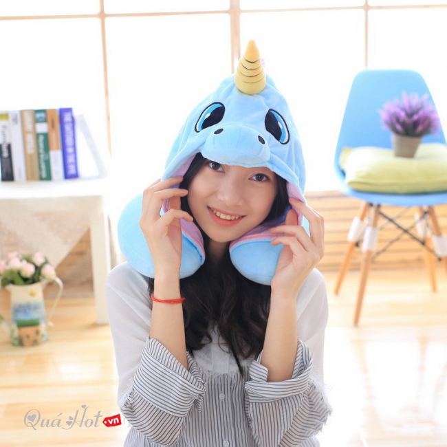 Gối Kê Cổ Chữ U Có Mũ Unicorn