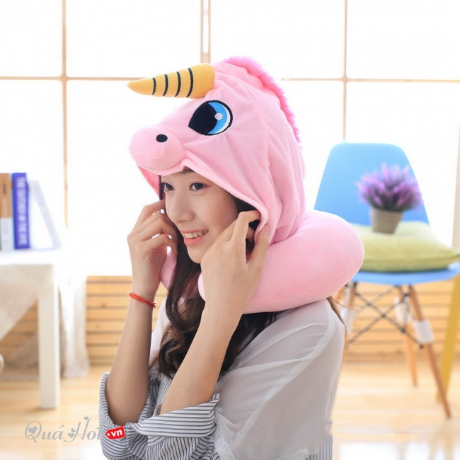 Gối Kê Cổ Chữ U Có Mũ Unicorn